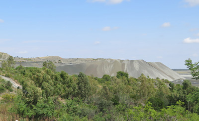Mine tailings., Cullinan Mine, South Africa 2013